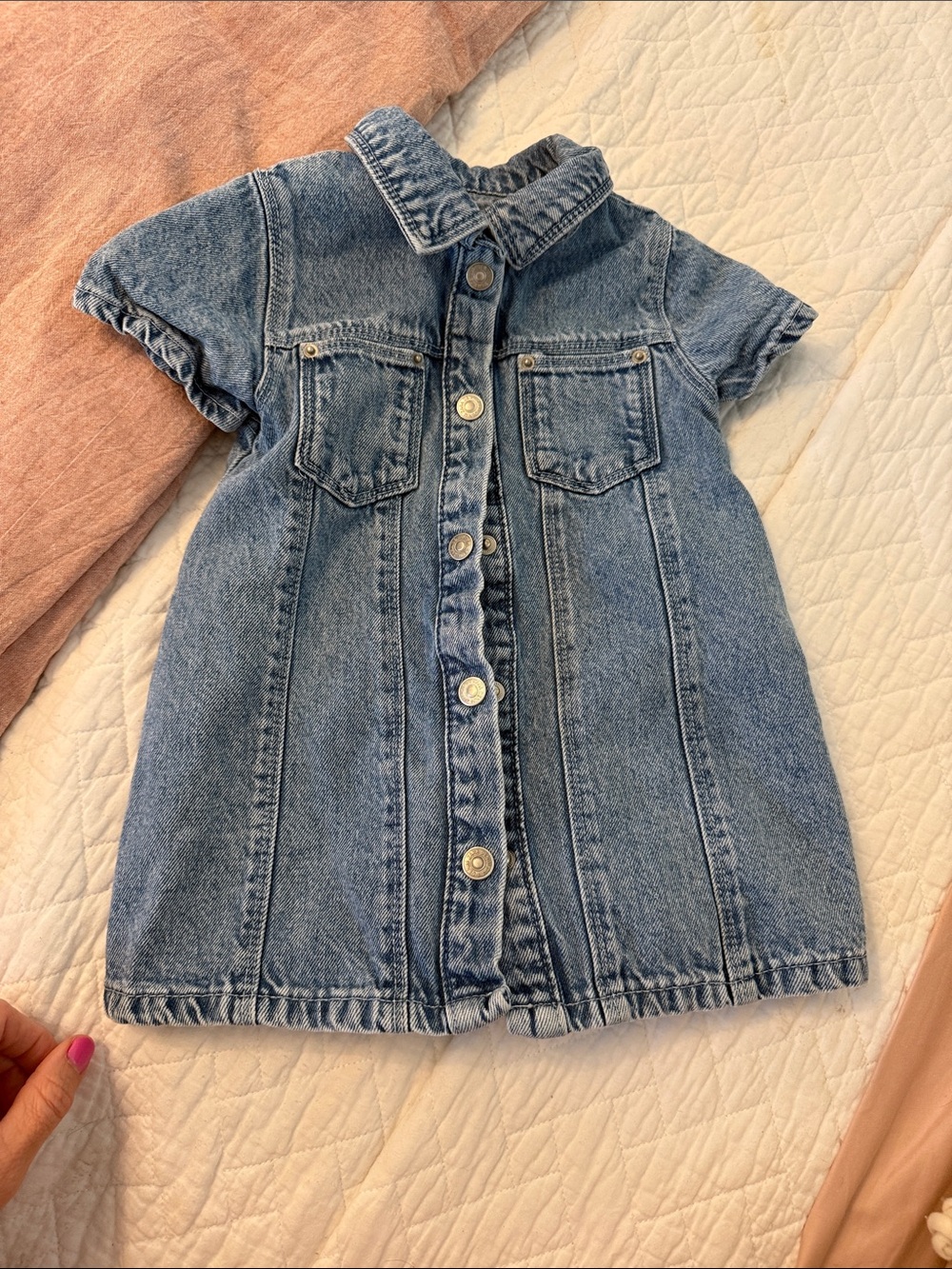 Zara Light Blue Short-Sleeve Denim Jacket Dress